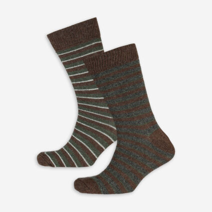 Two Pack Brown Wool Infused Socks - Image 1 - please select to enlarge image