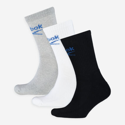 Three Pack Multicoloured Branded Trainer Socks  - Image 1 - please select to enlarge image