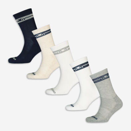Five Pack Multicoloured Heritage Crew Socks - Image 1 - please select to enlarge image