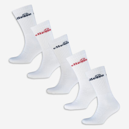 Five Pack White Branded Trainer Socks  - Image 1 - please select to enlarge image