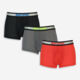 Three Pack Black Grey & Red Performance Sports Trunks - Image 1 - please select to enlarge image