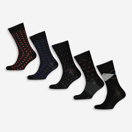Five Pack Black Spotted Socks - Image 1 - please select to enlarge image