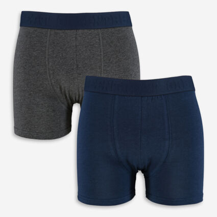 Navy & Grey Two Pack Boxer Shorts - Image 1 - please select to enlarge image