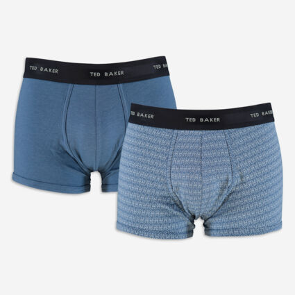 Two Pack Blue Branded Boxers  - Image 1 - please select to enlarge image