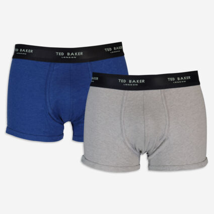 Two Pack Grey & Blue Boxers  - Image 1 - please select to enlarge image