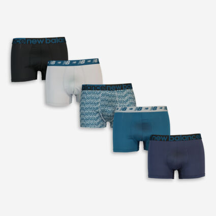 Five Pack Multicoloured Performance Premium Trunks  - Image 1 - please select to enlarge image