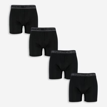 Four Pack Black Branded Boxers  - Image 1 - please select to enlarge image