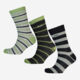 Black & Grey Striped Socks Three Pack - Image 1 - please select to enlarge image