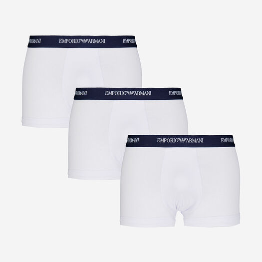 Three Pack White Branded Boxers  - Image 1 - please select to enlarge image