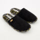 Black & Check Microfibre Mule Slippers - Image 2 - please select to enlarge image