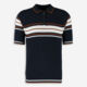 Blue Zip Neck Knitted Polo - Image 1 - please select to enlarge image