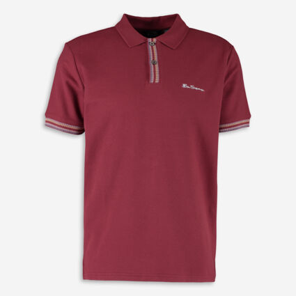 Maroon Colourful Trim Polo Shirt  - Image 1 - please select to enlarge image