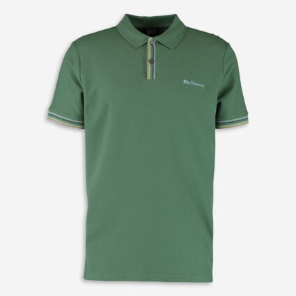 Green Colourful Trim Polo Shirt  - Image 1 - please select to enlarge image