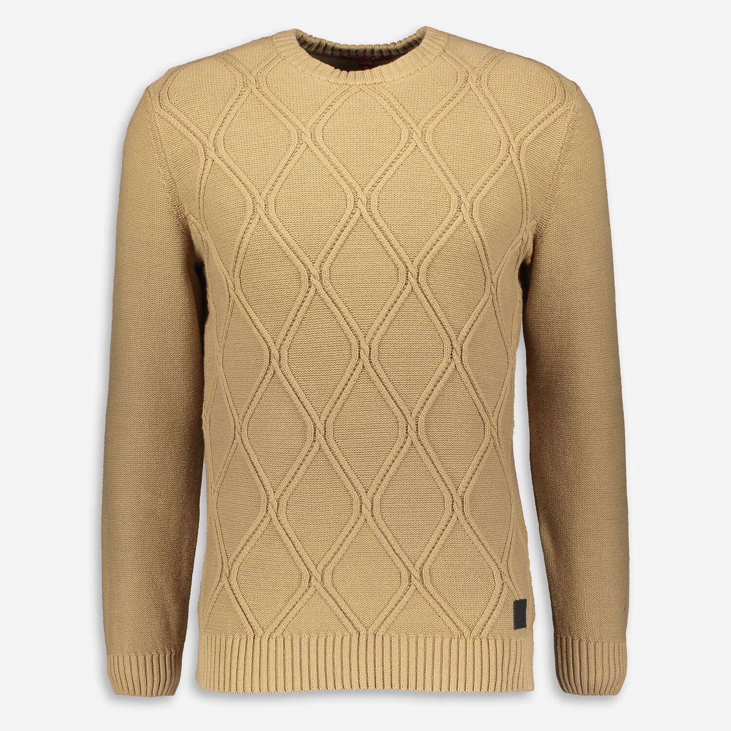 Jacquard Knit Jumper, Round Neckline, for Boys - beige