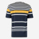 White & Navy Striped T Shirt  - Image 2 - please select to enlarge image