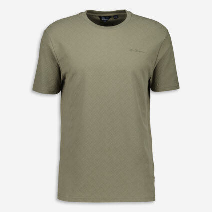 Camouflage Green Chevron Textured T Shirt - Image 1 - please select to enlarge image