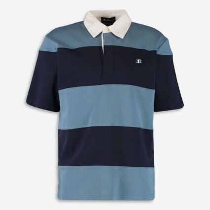 Blue Striped Polo Shirt - Image 1 - please select to enlarge image