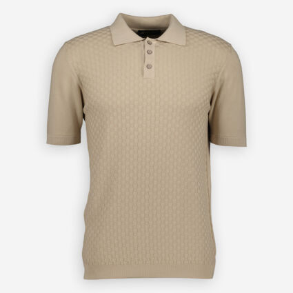 Beige Textured Polo Shirt - Image 1 - please select to enlarge image