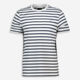 White & Navy Striped T Shirt - Image 1 - please select to enlarge image