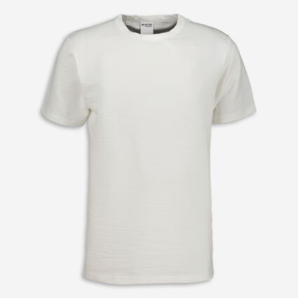 White Textured Seersucker T Shirt - Image 1 - please select to enlarge image
