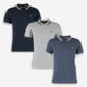 Blue & Grey Three Pack Polo Set - Image 1 - please select to enlarge image