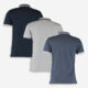 Blue & Grey Three Pack Polo Set - Image 2 - please select to enlarge image
