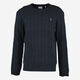 Navy Blue Cable Knit Crew Neck Jumper - Image 1 - please select to enlarge image