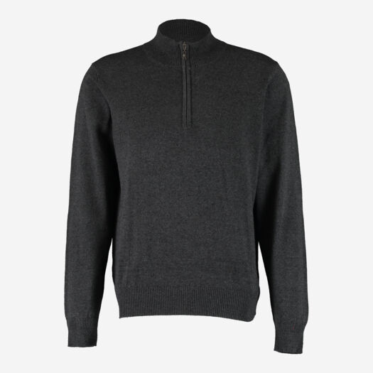 Black Heather Quarter Zip Jumper - Image 1 - please select to enlarge image