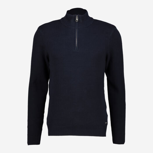 Navy Blue Half Zip Neck Jumper - Image 1 - please select to enlarge image