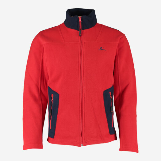 Red & Navy Blue Full Zip Fleece Sweatshirt - Image 1 - please select to enlarge image