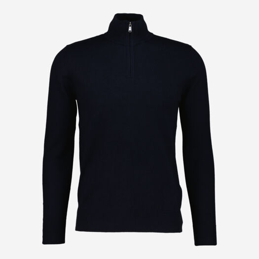 Navy Zip Neck Jumper - Image 1 - please select to enlarge image