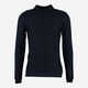 Navy Textured Knitted Long Sleeve Polo Shirt - Image 1 - please select to enlarge image