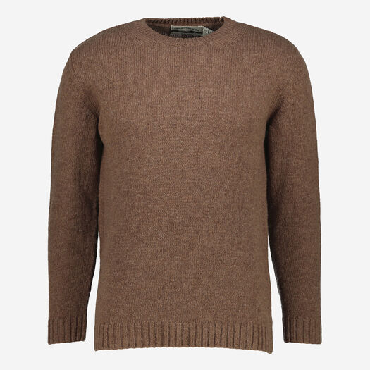 Brown Wool Crew Neck Jumper - Image 1 - please select to enlarge image