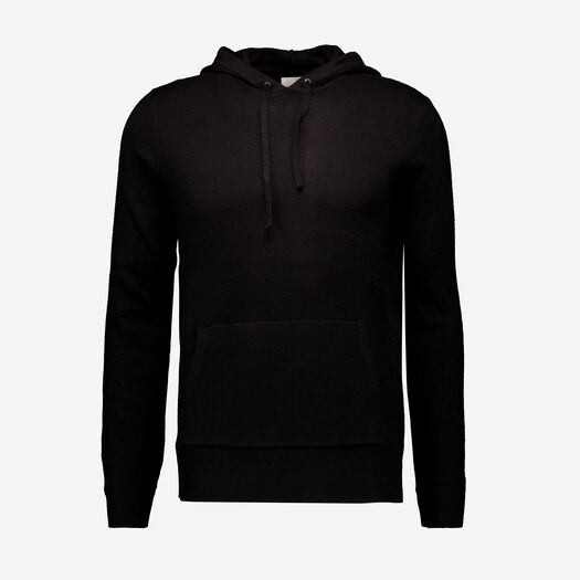 Black Soft Knit Hoodie - Image 1 - please select to enlarge image