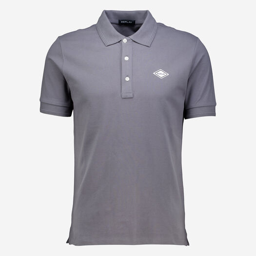 Graues Poloshirt mit Logo-Detail - Bild 1 - bitte auswählen, um das Bild zu vergrößern