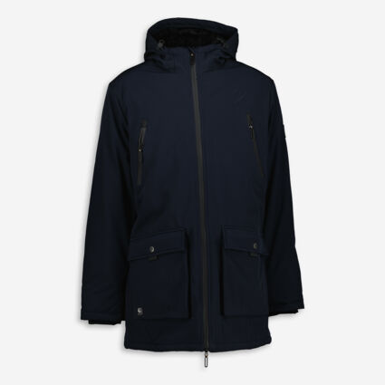 Navy Fleece Lined Parka  - Image 1 - please select to enlarge image