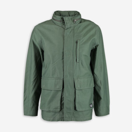 Green Denim Utility Style Jacket  - Image 1 - please select to enlarge image