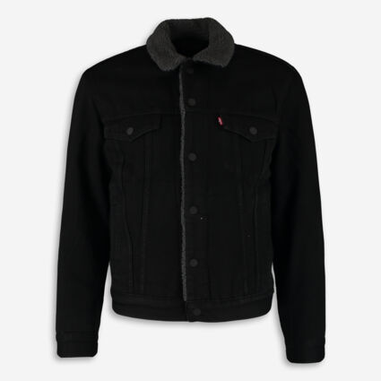 Black Denim Trucker Jacket  - Image 1 - please select to enlarge image