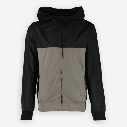 Khaki & Black Hooded Rain Coat - Image 1 - please select to enlarge image