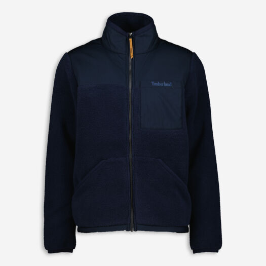 Navy Sherpa Puffer Jacket - Image 1 - please select to enlarge image