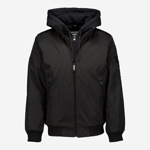 Black Hooded Bomber Jacket - Image 1 - please select to enlarge image