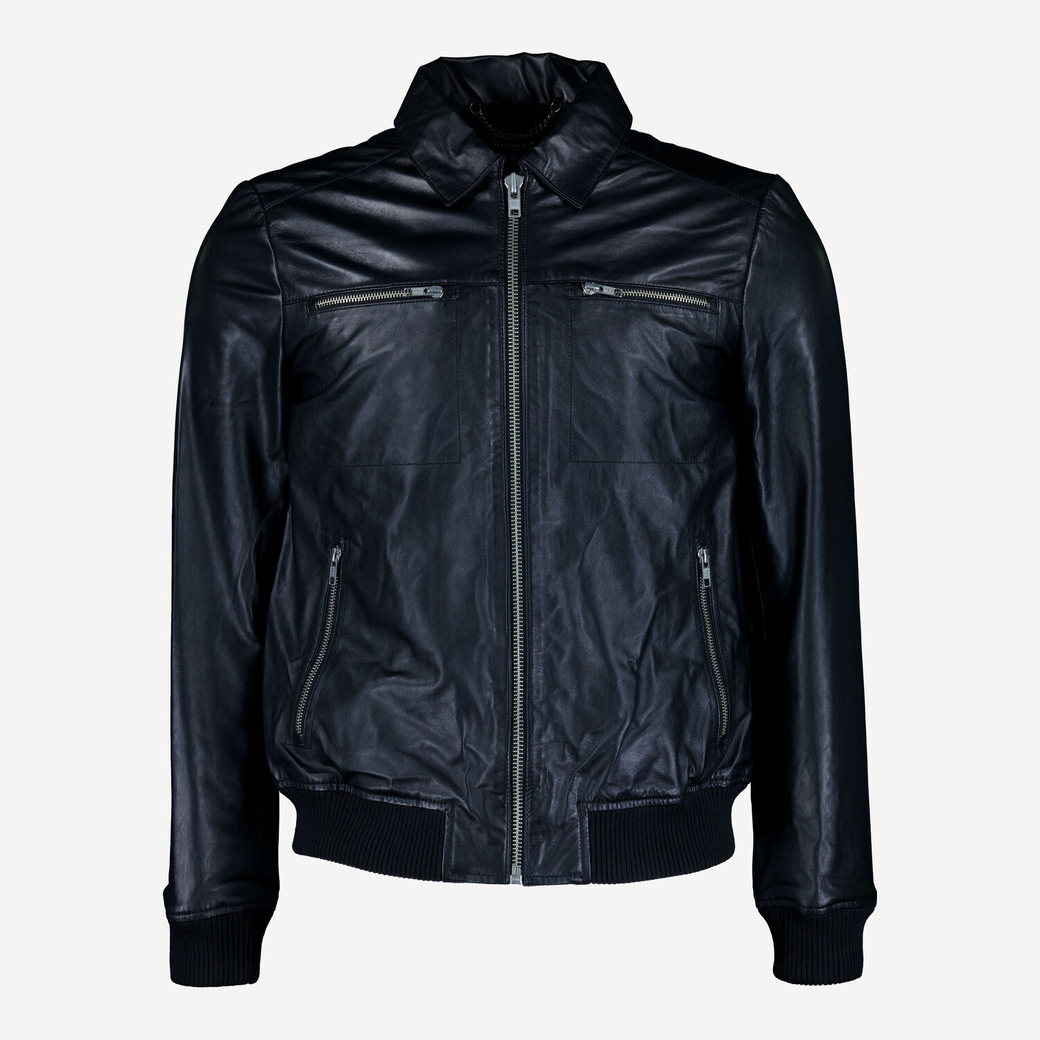 Black Leather Bomber Jacket TK Maxx UK