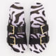 Black & Lilac Double Buckle Zebra Sliders  - Image 1 - please select to enlarge image