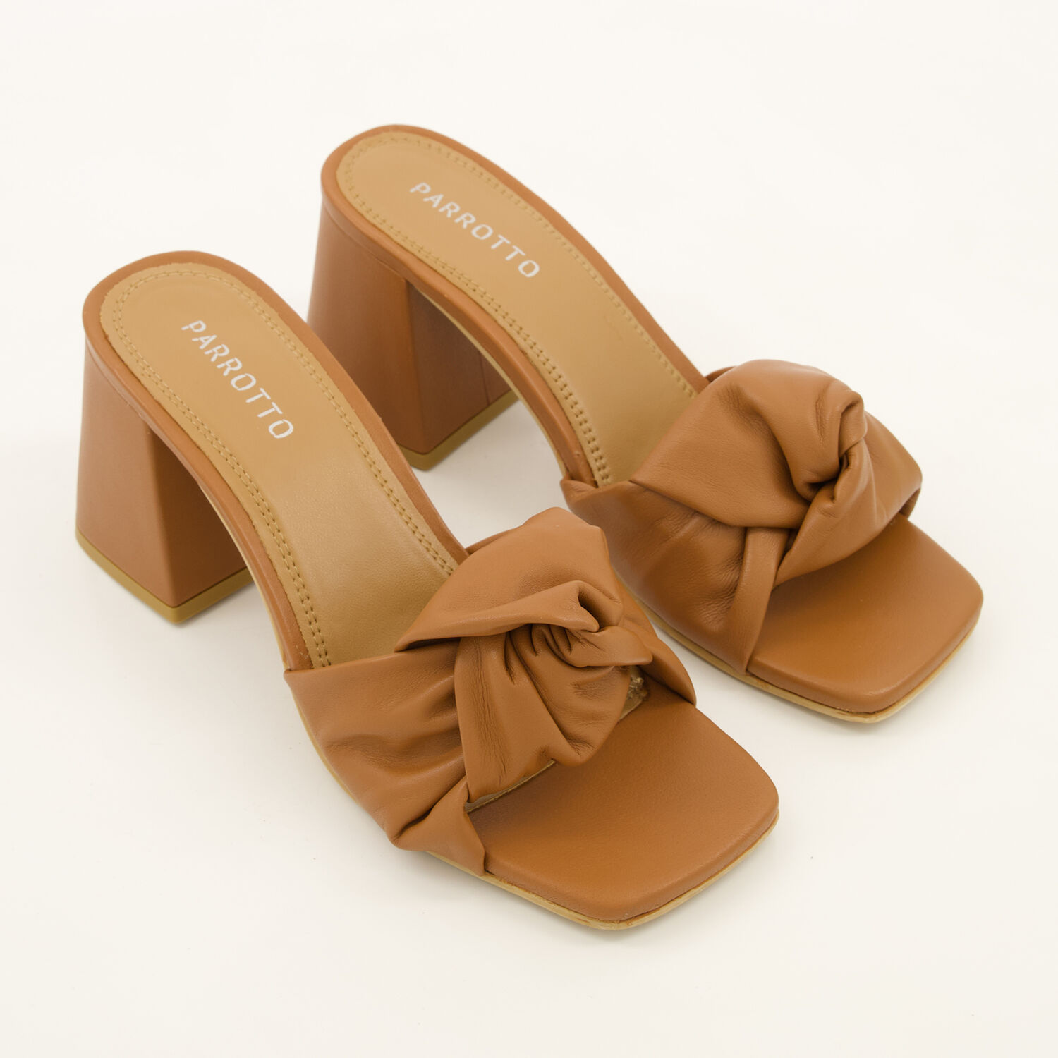 Tan Leather Knotted Heeled Sandals TK Maxx UK - Main Image