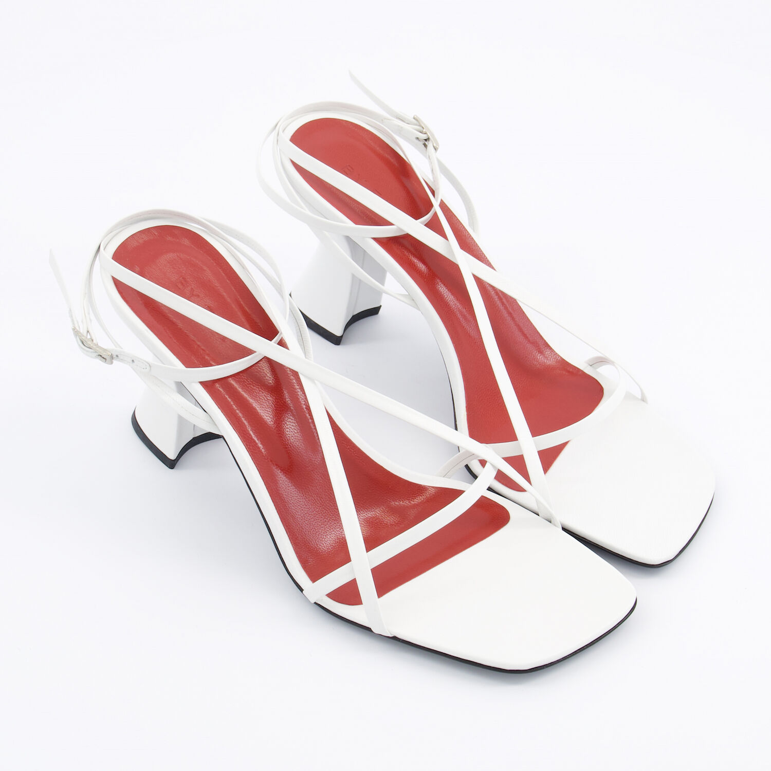 White Leather Heeled Sandals TK Maxx UK