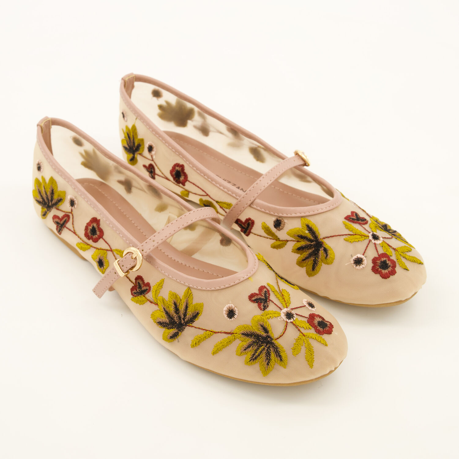Nude Floral Embroidered Ballet Flats TK Maxx UK