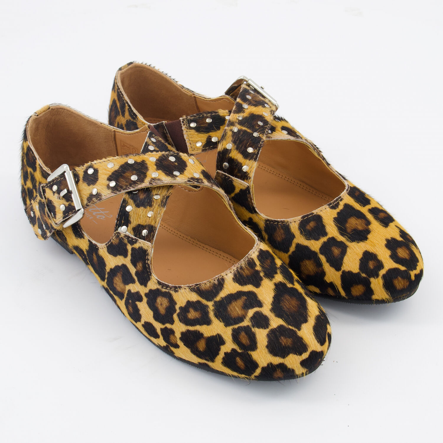 Beige Leather Leopard Ballets TK Maxx UK - Main Image