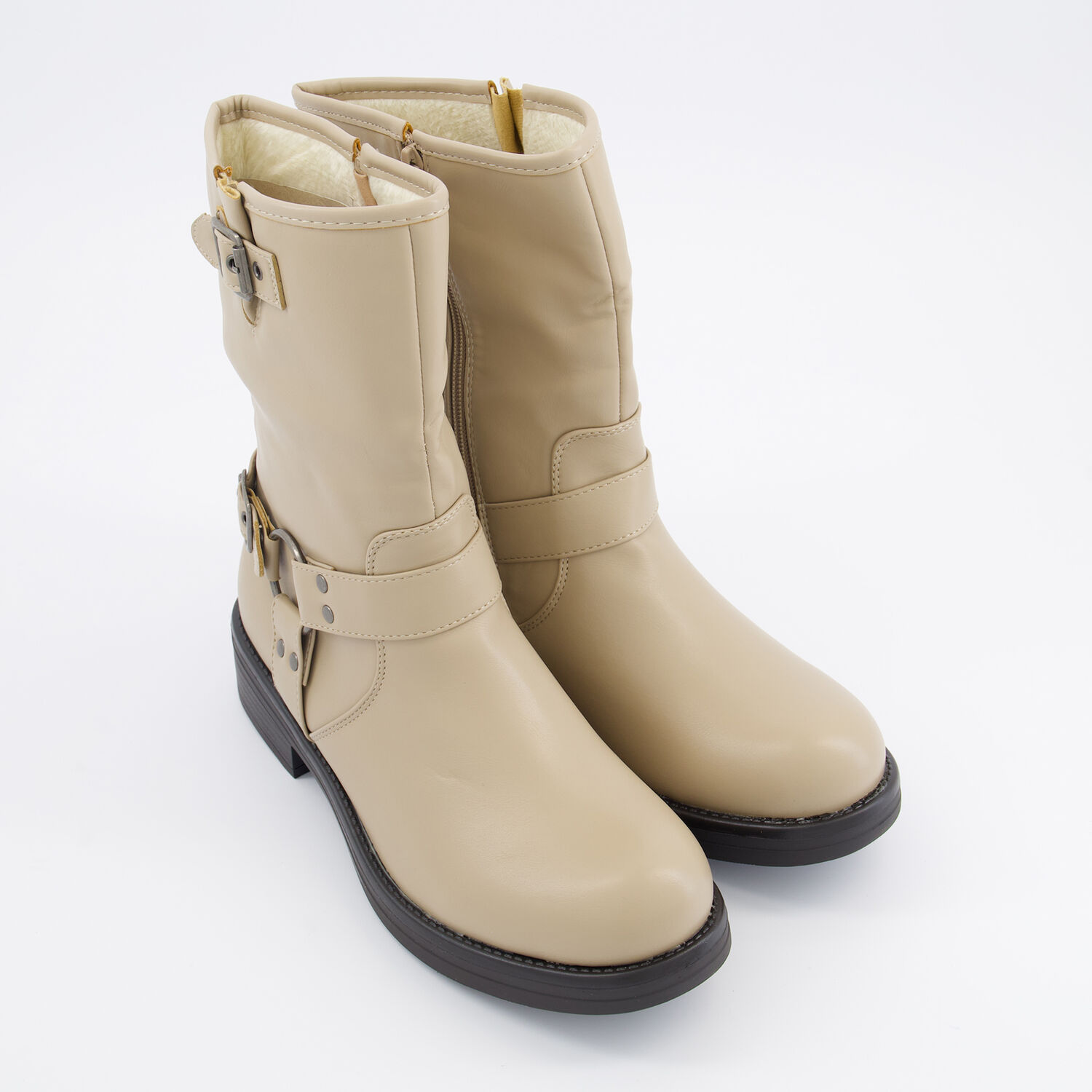 Khaki Biker Ankle Boots TK Maxx UK