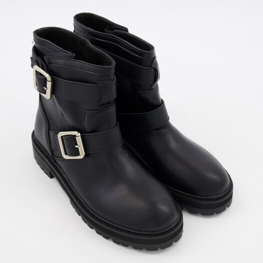 Black Biker Ankle Boots - Image 1 - please select to enlarge image