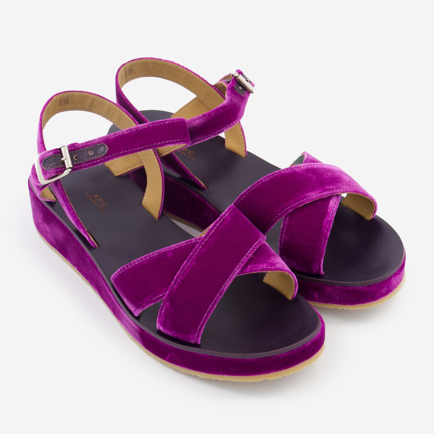 Fuchsia Crushed Velvet Sandals TK Maxx UK